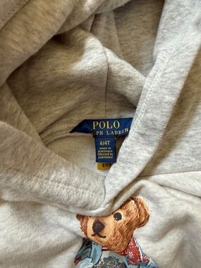 Polo by Ralph Lauren Gray Kids Hoodie with Bear Applique